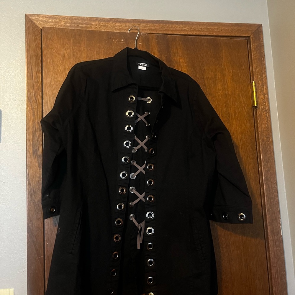 Black Lace-Up Coat